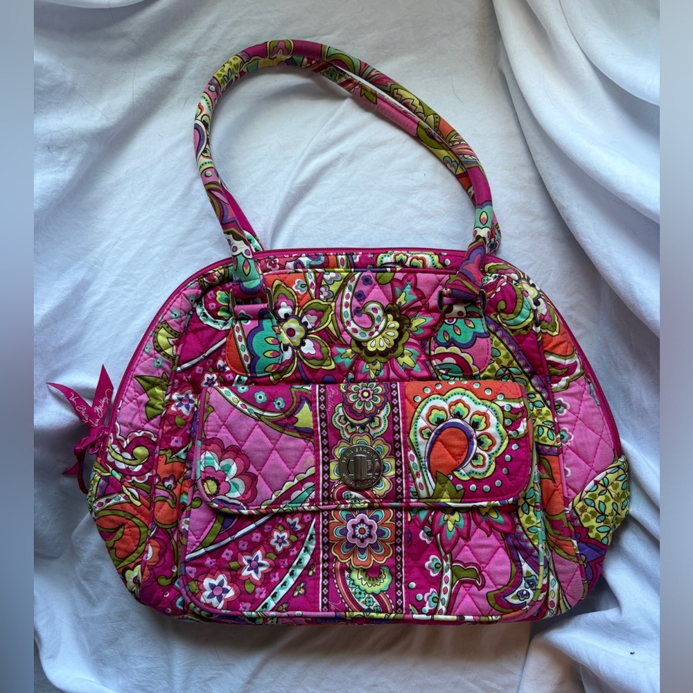 Vera Bradley Pink Swirl latch lock satchel handbag